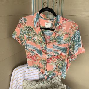 American eagle cropped Hawaiian shirt
